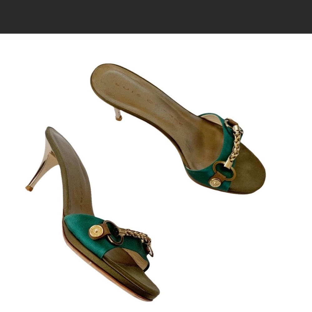 Vintage Luis Onofre Satin Chain Detail Mules 37